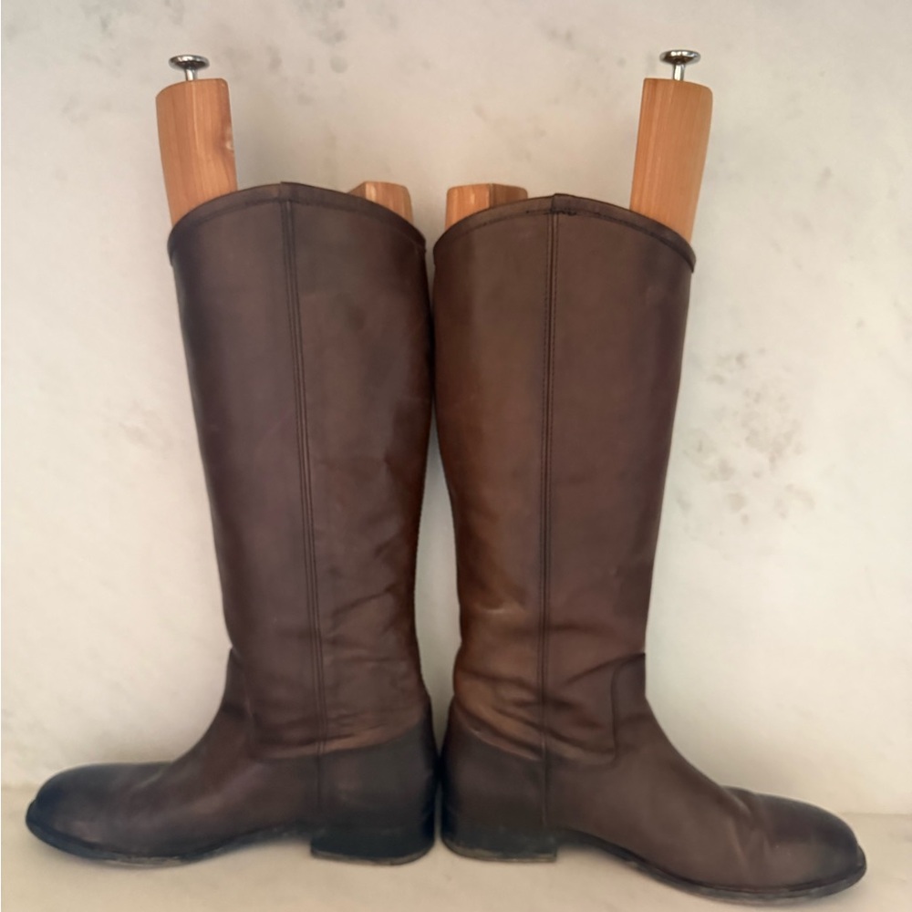 Frye Tall Leather Riding Boots Brown Melisssa/Dorado Style Women’s 8.5 - Picture 2 of 10